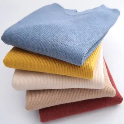 New Autumn Winter Kids Sweaters Beige Round Neck Elastic Knit