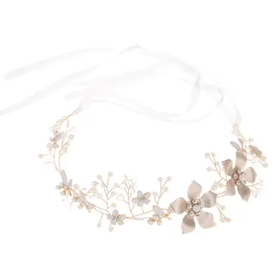 Golden Flower Twist Bead Hair Band for Wedding