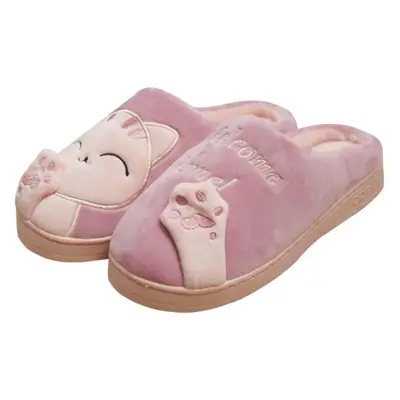 New Cotton Slippers for Couples, Cartoon Winter Furry Cute Home Indoor Warm Maternity Cotton Shoes