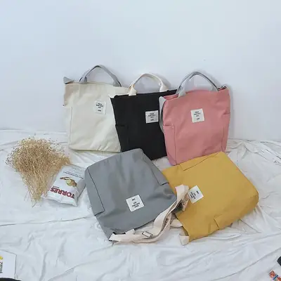 Japanese Style Crossbody Bag with Canvas Back