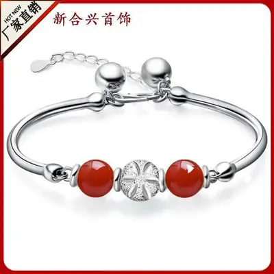 Red Agate Transfer Bead Bracelet for Women