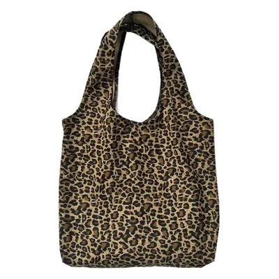 Leopard Print Women's Cloth Shoulder Bag Green