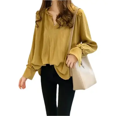 2026 Long Sleeve V-Neck T-Shirt for Plus Women