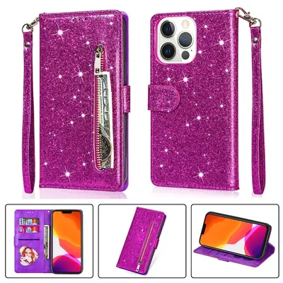 Iphone15 Promax Glitter Zipper Mobile Case