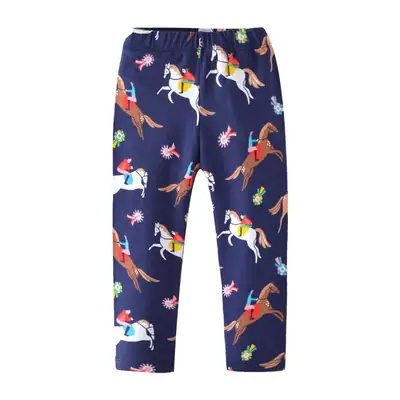 New Girls Korean Style Leggings Blue Horse Print