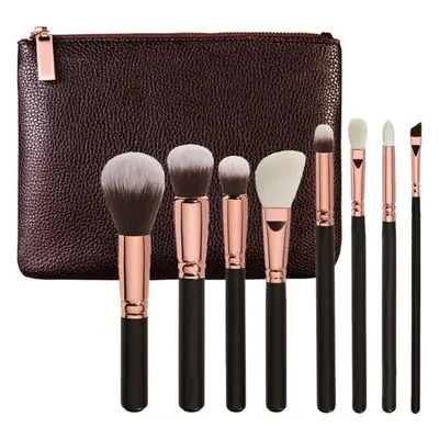 Rose Gold Makeup Brush Set 8-12 Brushes with Pink Zipper Case