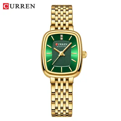 Women's Gold Green Dial Waterproof Quartz Watch