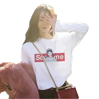 One Piece Long Sleeve T-Shirt Women White Anime Print