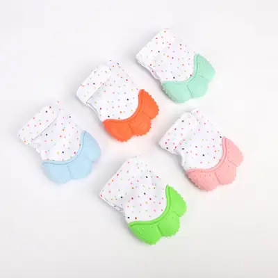 Pink Cartoon Baby Silicone Molar Gloves for Anti-Biting