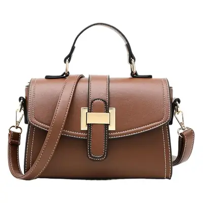 Women's Red Leather Crossbody Bag with Gold Clasp