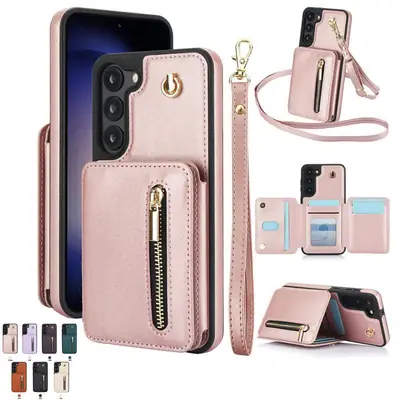 Samsung S25Ultra Leather Crossbody Phone Case with Lanyard