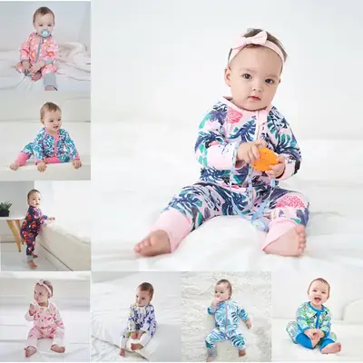 Baby Fleece Pajamas Blue Dolphin Print One-Piece