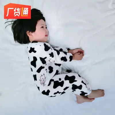 Baby Fleece Lined Pajamas Black Heart Pattern