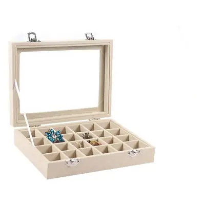24-Grid Covered Glass Jewelry Box for Women