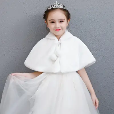 Children's White Princess Cape Dress for Girls