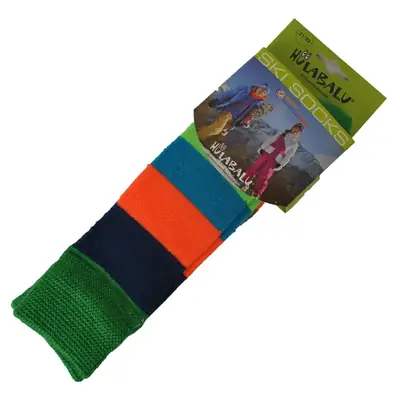 Children's Winter Terry Socks Green Orange Stripes