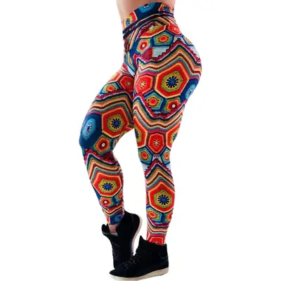 Colorful Jacquard Leggings High Waist Yoga Pants