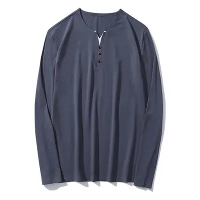 Men Grey Stretch Cotton Long Sleeve T-Shirt