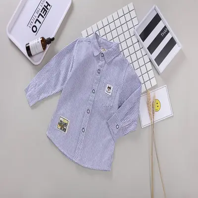 Spring 2021 Boys Cotton Shirt with Letter Patch
