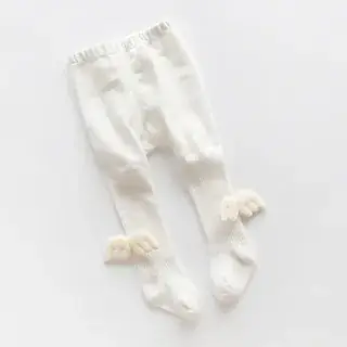 Girls Grey Cotton Leggings with White Beanies
