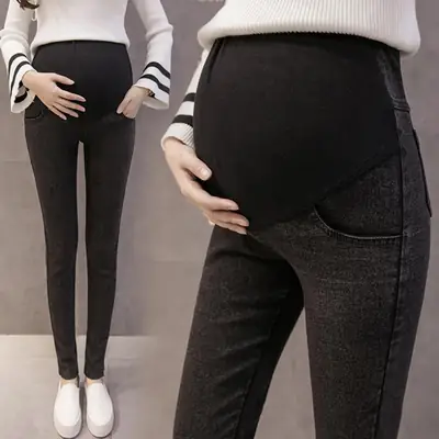 Maternity Black Slim Fit Elastic Leggings No Sagging