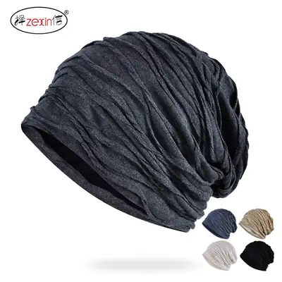 Women's Grey Korean Style Striped Pullover Hat
