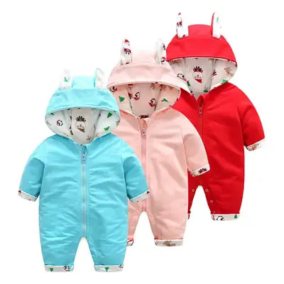 Baby Hooded Blue Jumpsuit for Kids Winter Warm