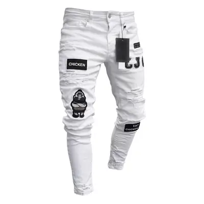 European American Cross Border Ripped Hip Hop Jeans Men