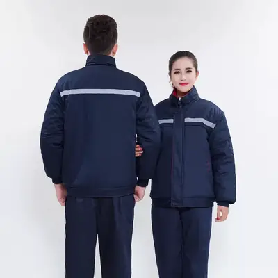 Winter Cotton Padded Labor Jacket Dark Blue for Men & Women