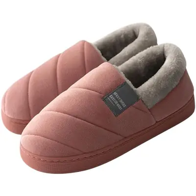 Winter Cotton Slippers Men Pink Plus Size Warm Indoor