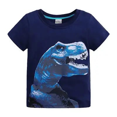 2025 Kids Dinosaur Cotton T-Shirt Navy Blue