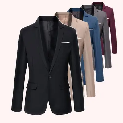 Men's Black Slim Fit Casual Suit Spring Autumn