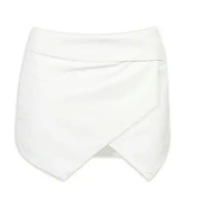 White Cross Irregular Shorts for Women