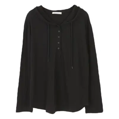 Women Long Sleeve Button T-Shirt White Cotton Loose