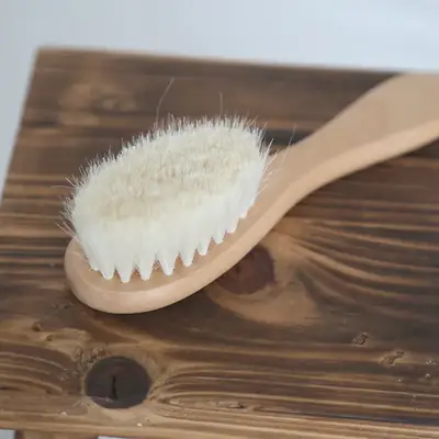 Wooden Baby Toothbrush for Newborns Natural Wool