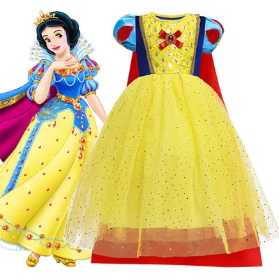Girls Princess Dress Yellow Skirted Party Wear