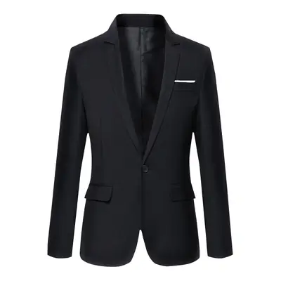Men's Black Slim Fit Casual Suit Jacket Spring Autumn Korean Style