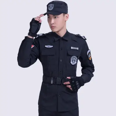 Men Security Uniform Black Short Sleeve Cap Hat