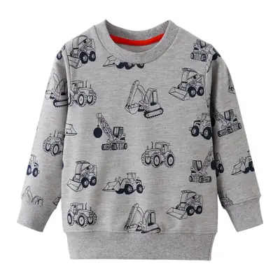 Kids Cotton Sweatshirt with Engine Print Grey
