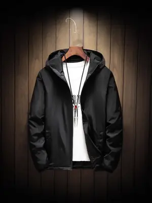 New Winter Men's Black Cotton Jacket Large Size