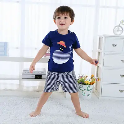 Lion Print Cotton Shorts Set for Boys Girls Summer