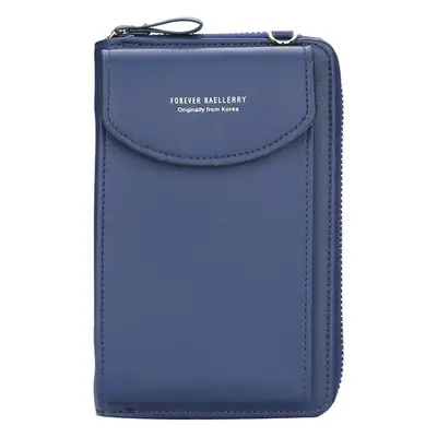 Light Blue Crossbody Wallet for Women with Zip Closure