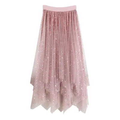 2018 Star Sequins Velvet Mid-Length Skirt