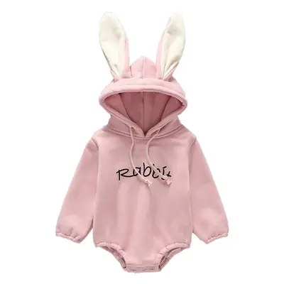 Pink Fleece Hoodie with Rabbit Ears for Baby Newborn