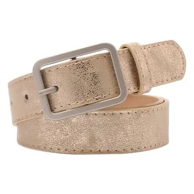 White Korean-style All-match Belt with Alloy Buckle