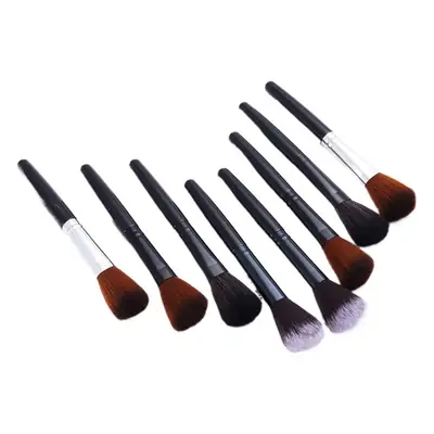 10-Piece Makeup Brush Set Black Brown Synthetic