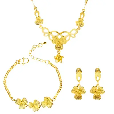 Zhenrong Gold Plated Flower Necklace Set for Women