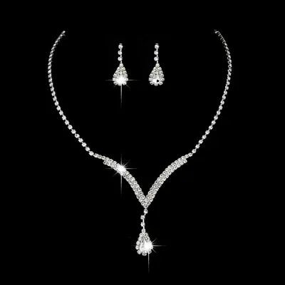 Foreign Trade Yiwu Wedding Jewelry Diamond Necklace Earrings Set