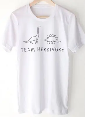 Men Women Team Herbivore Dinosaur Printed T-Shirt