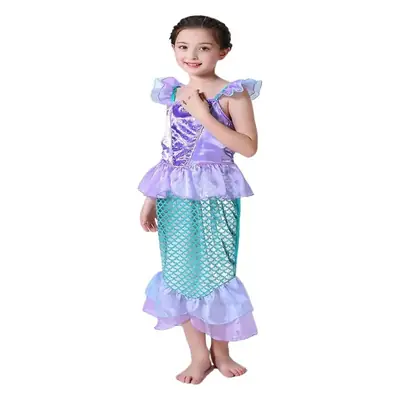 Girls Mermaid Dress Purple Green Strap Dress